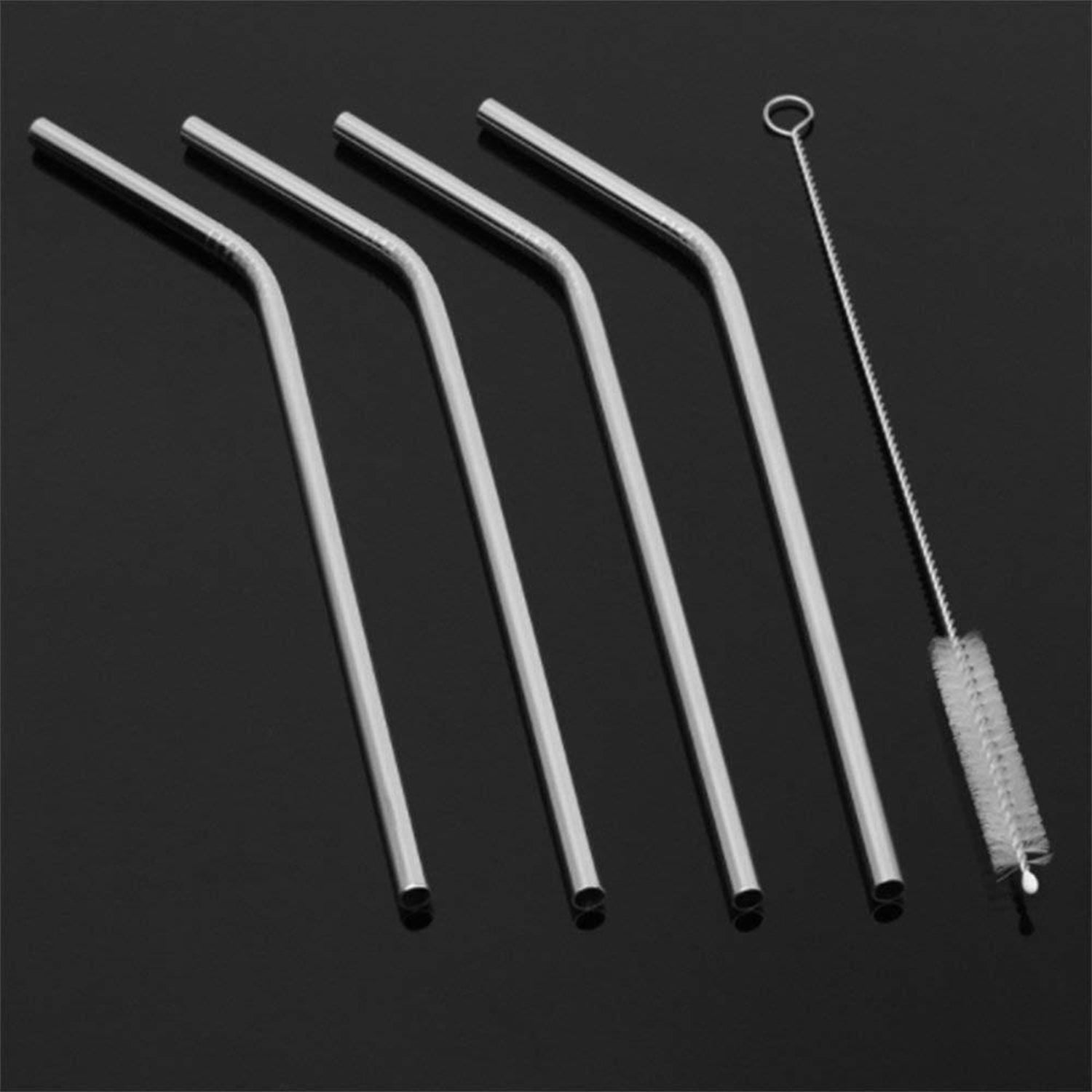 Reusable Stainless Steel Drinking Straws Bent (4 Bent Straws, 1 Brush) Reusable Stainless Steel Drinking Straws Bent (4 Bent Straws, 1 Brush)